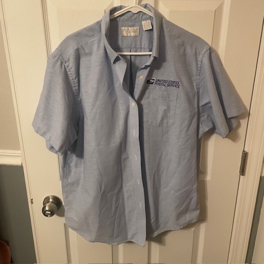 Vtg Women's Mail Carrier Button Up Shirt with logo XL